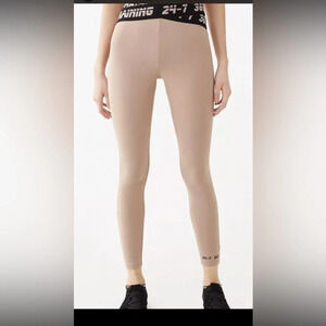 FOREVER 21 Beige Tan Leggings Yoga Pants Black Cross Cross Waist Training 365
